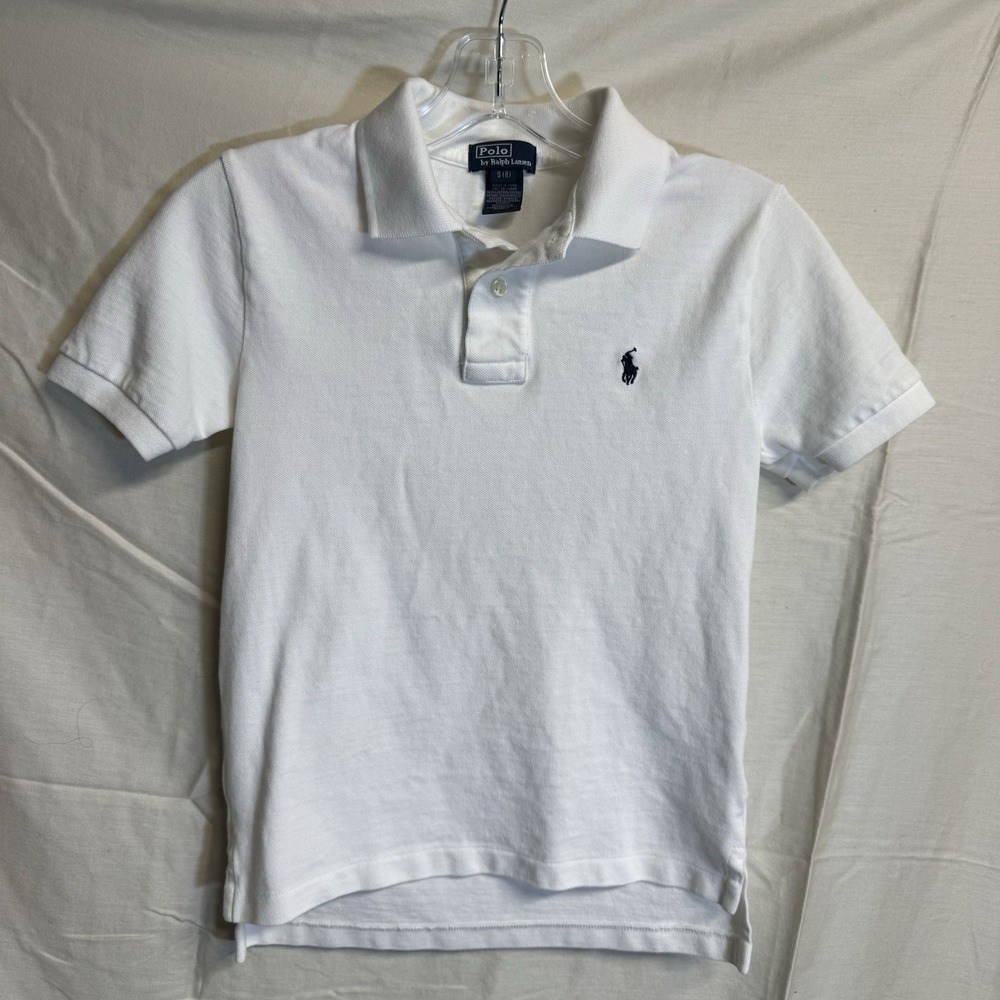 Ralph Lauren Polo Shirt Kids Size 8 White Collared Preppy Classic Preowned